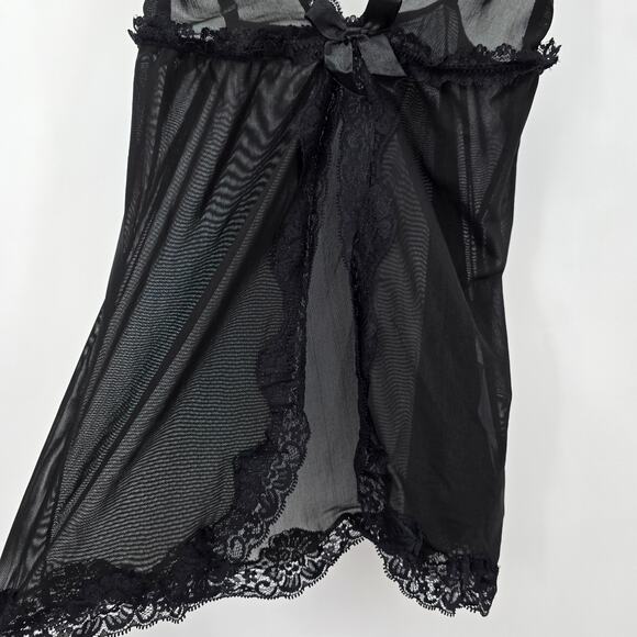 Lace Open Front Sheer Spaghetti Strap Sexy Camisole Night Gown Lingerie Large - Picture 4 of 8
